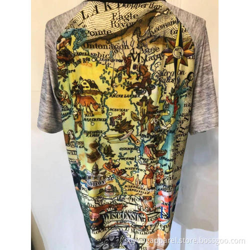 Wisconsin Map Printed Men's Short Sleeve Tee Shirts